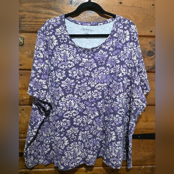 Catherines Tops - Catherines Purple Floral Women's Top